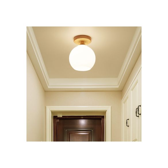 Modern Style White Flush Ceiling Light One Head Opal Glass Ceiling Lamp for Bathroom