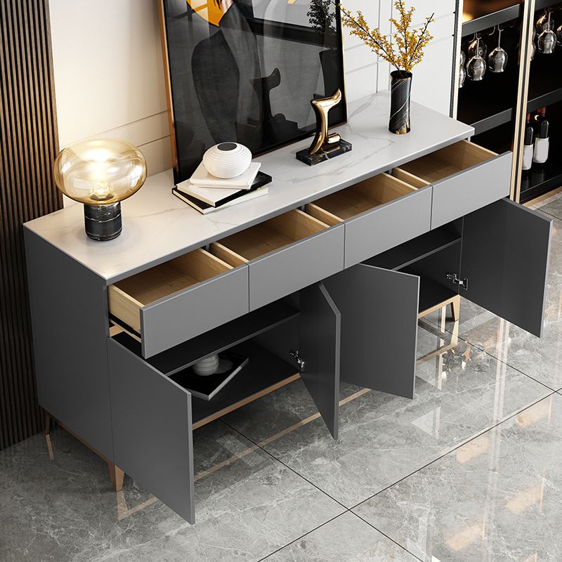 Glam Style Dining Buffet Stone Sideboard Table with Drawers and Cabinets