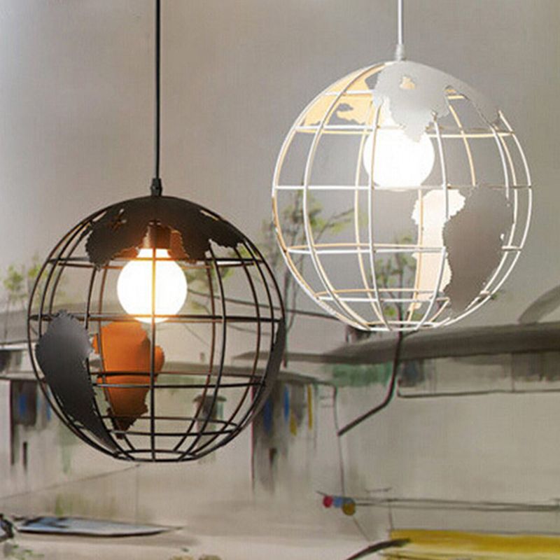 Cage Globe Restaurant Costeo Ligero de metal de estilo industrial Luz colgante de colgantes