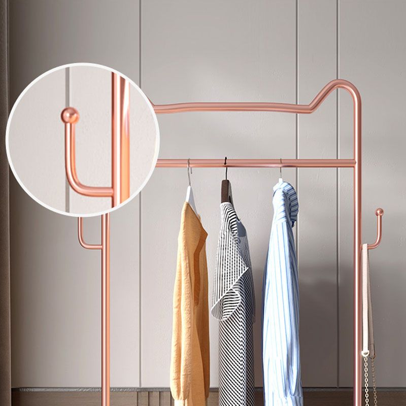 Glam Metallic Coat Hanger Free Standing Scroll Wheel Design Coat Rack for Bedroom