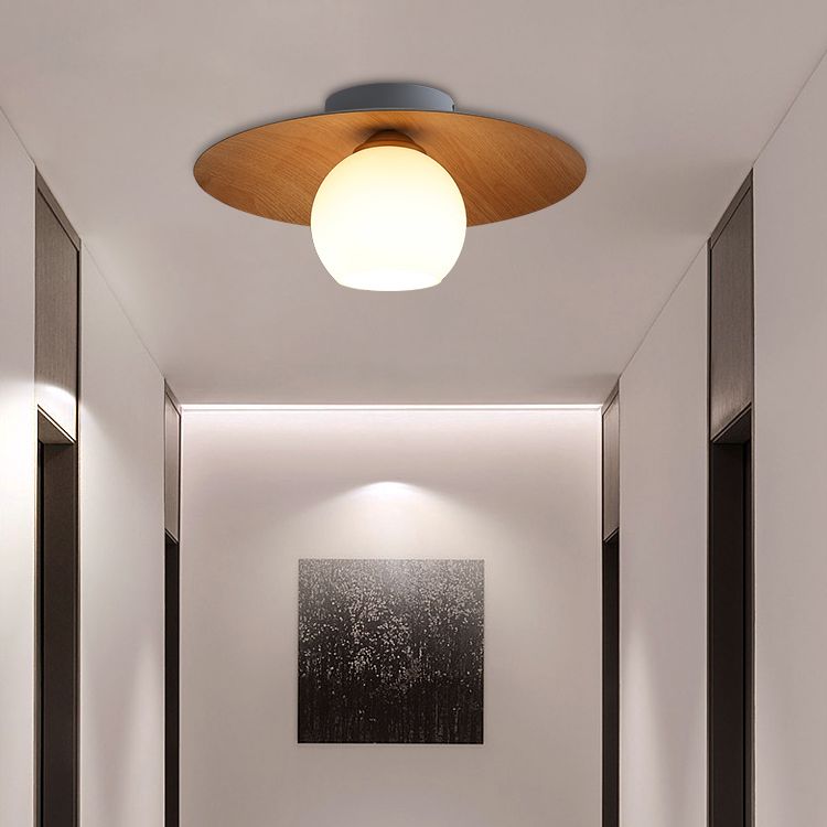 Metal and Glass Flush Mount Modernism White Shade Ceiling Mount Lighting