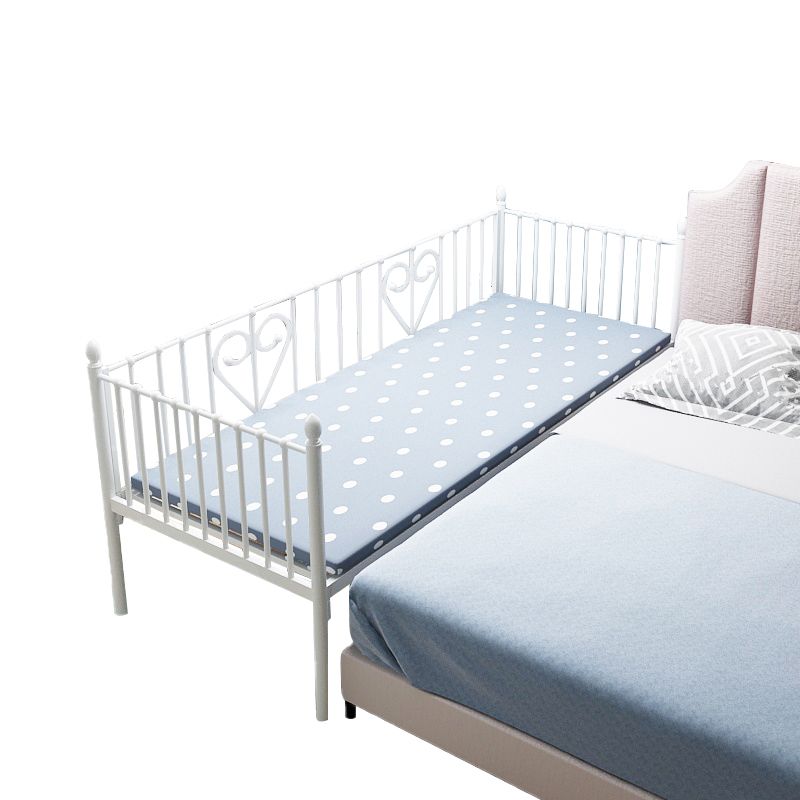 Metal Fixed Side Crib in White Mattress Included Crib with Guardrails