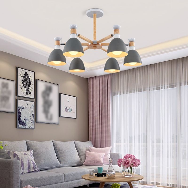 Multi Light Cone Sanging Chandelier Modern Macaron Style Metal Metal Hanging Lamping pour chambre à coucher