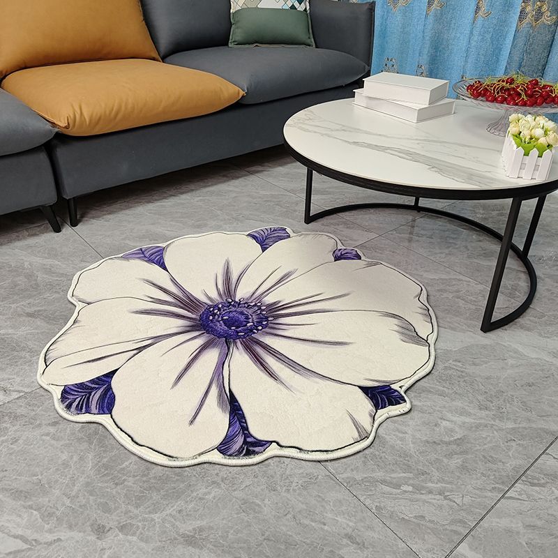 Novelty Flower Pattern Rug Casual Polyester Carpet Pet Friendly Area Rug for Living Room