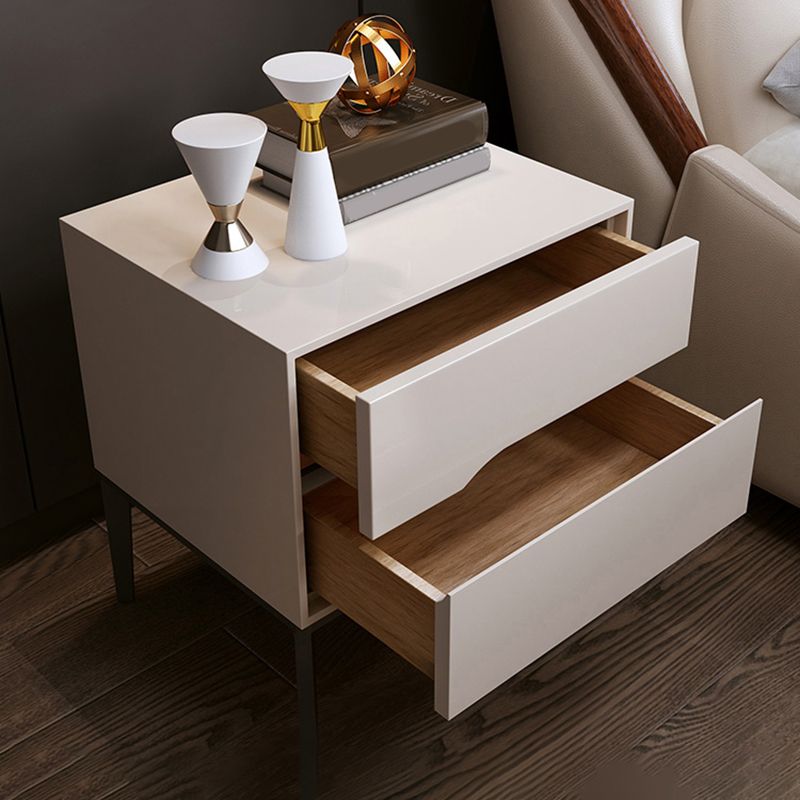 Solid Wood Modern Night Table 2 Drawer Bed Nightstand for Bedroom