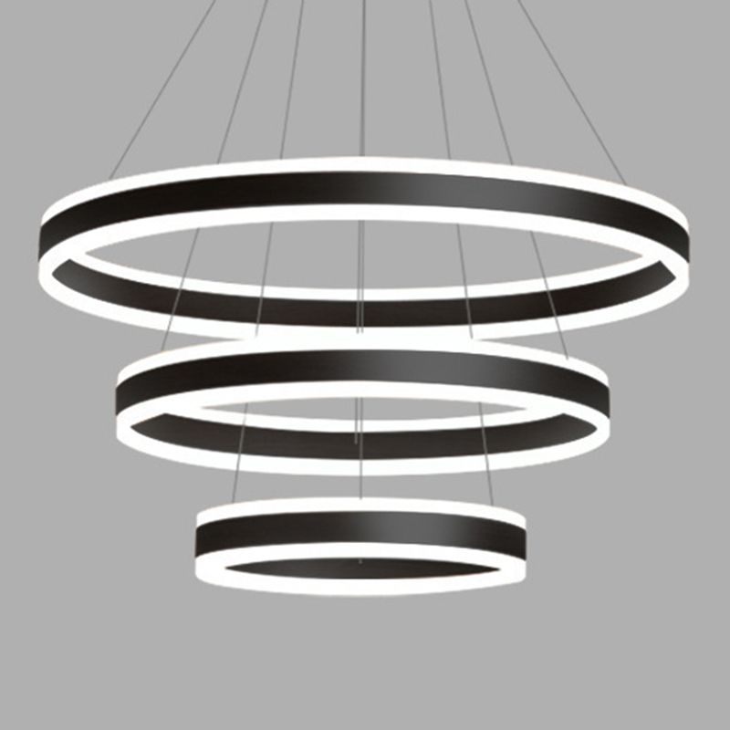 23.6"+31.5"+39.3" Diameter 3-Tiered LED Chandelier Aluminum Ring-shaped Pendant Lighting Fixtures for Office Meeting Room