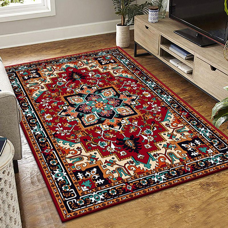 Red Olden Area Rug Graphic Indoor Rug Non-Slip Backing Rug for Living Room