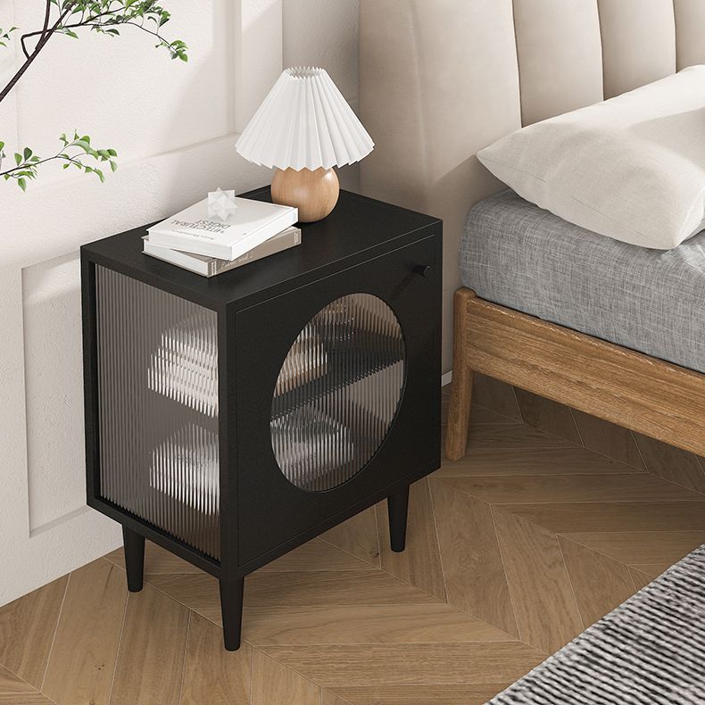 Contemporary Metal Accent Table Nightstand 1 Door Bedside Cabinet