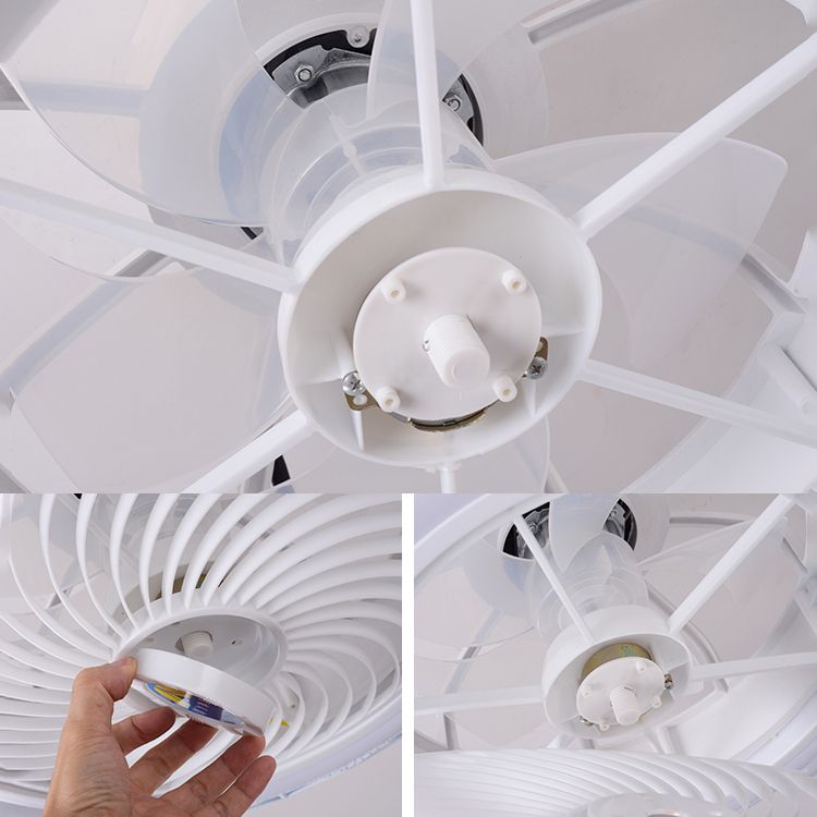 Ventiladores de techo LED blancos acrílicos en montura de lavado circular de hierro de estilo conciso moderno para dormitorio