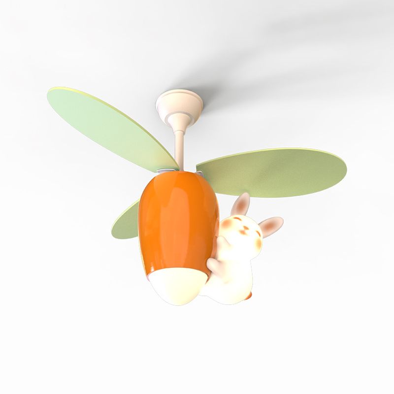 Children Ceiling Fan Light LED Ceiling Mount Lamp with Wood for Living Room