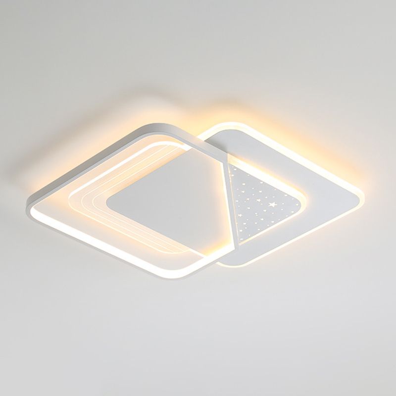 Modern LED Metal Flush Mount Geometric Shape Ceiling Light with Acrylic Shade for Bedroom