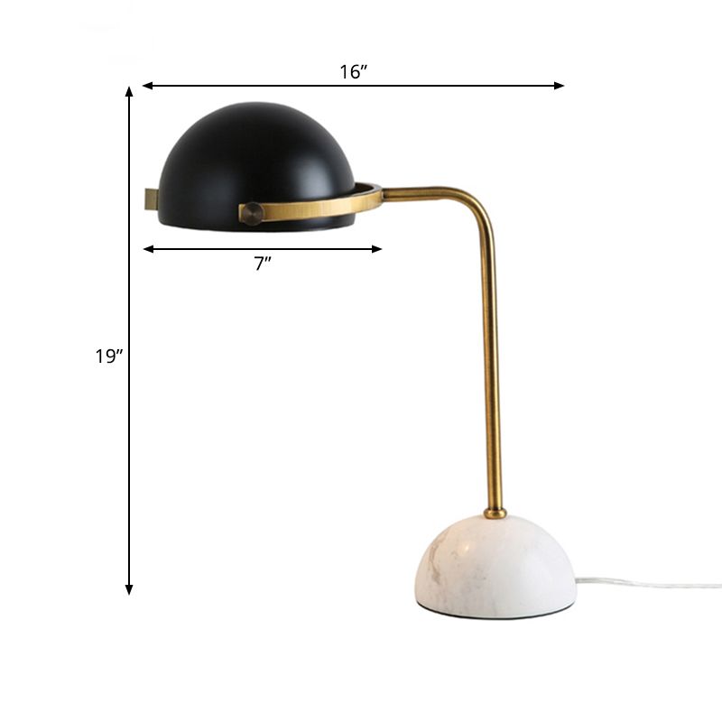 Bowl Metallic Shade Standing Lamp Modernism Style 1 Bulb Metal Table Lighting with Marble Base in Black Finish