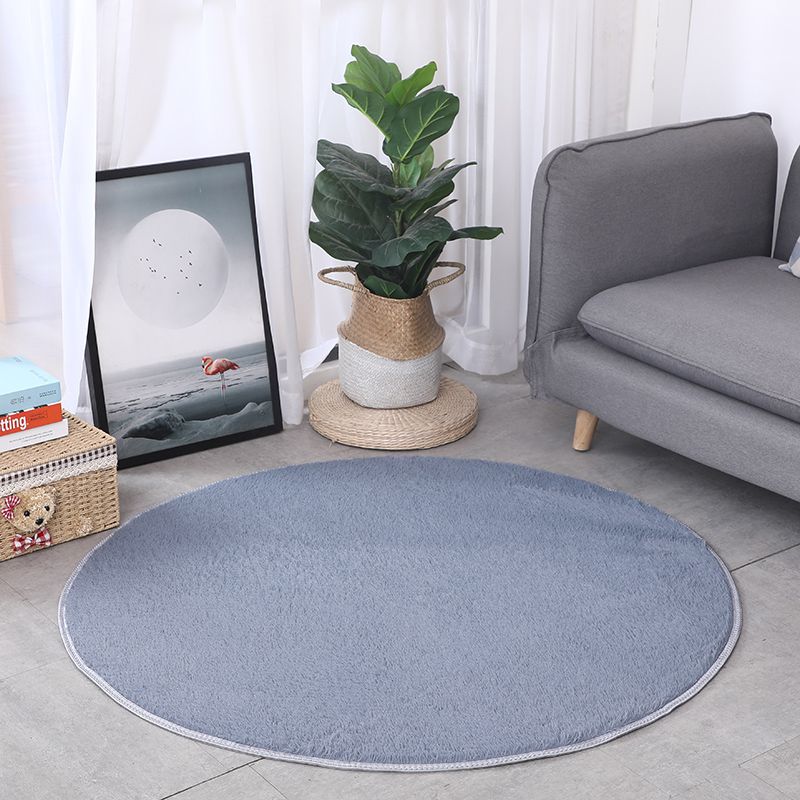 White Living Room Carpet Solid Color Polyester Area Rug Non-Slip Backing Area Rug