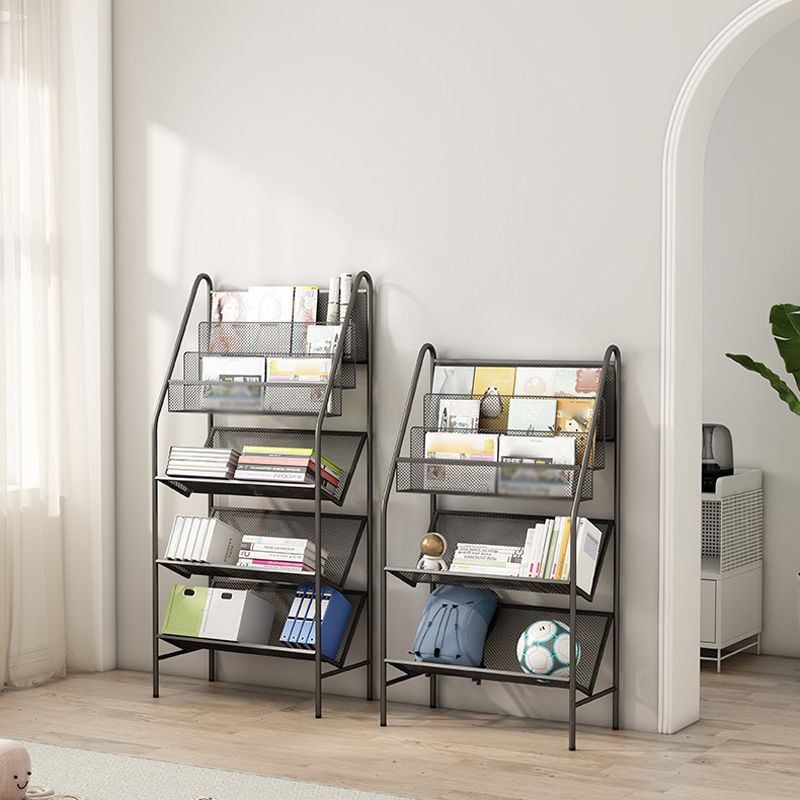 Contemporary Metal Ladder Bookshelf Closed Back Vertical Iron Bookcase