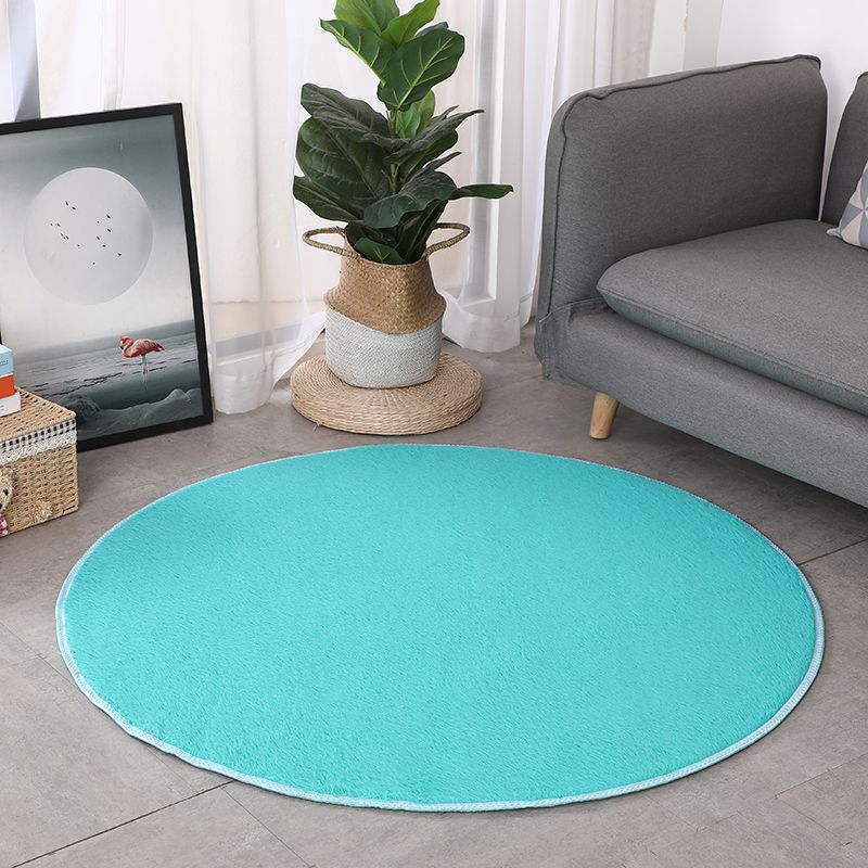 White Living Room Carpet Solid Color Polyester Area Rug Non-Slip Backing Area Rug