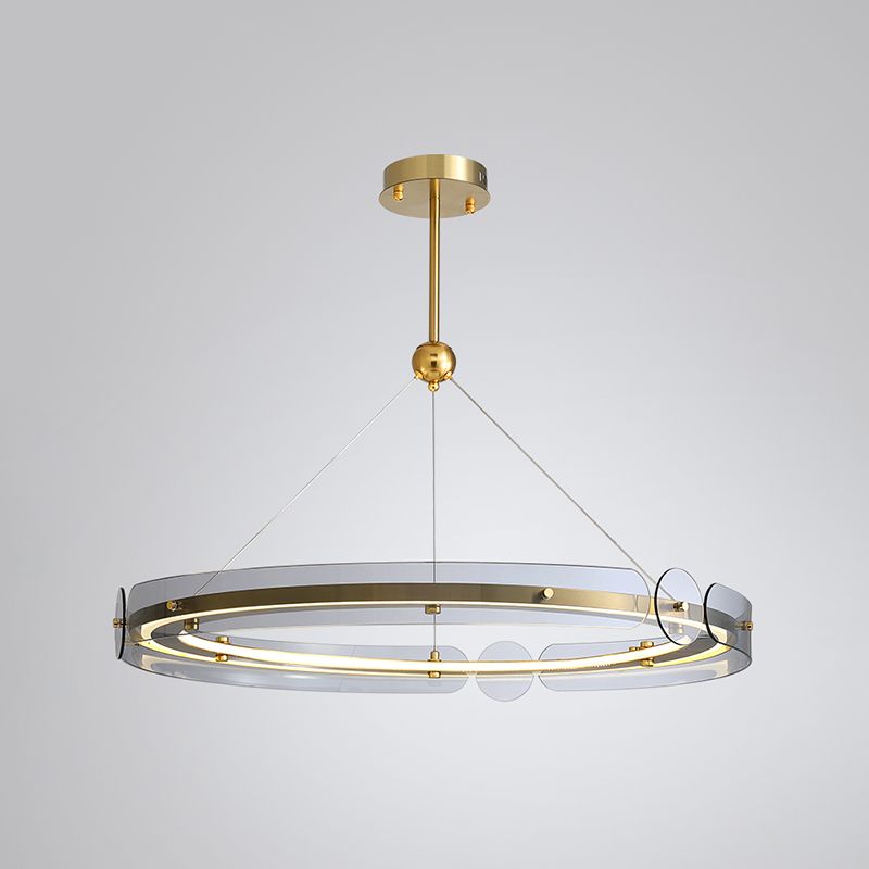 Modern Circle Chandelier Glass Gold LED Chandelier Pendant for Living Room