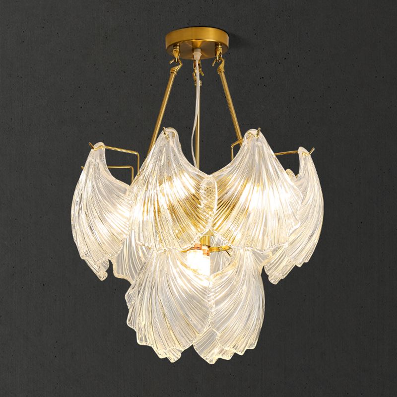 Laux de suspension de forme unique Lumières de lustre en verre de style contemporain en or