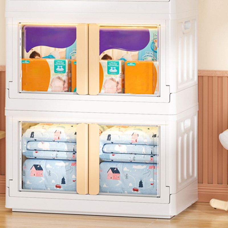 Modern Style Plastic Kids Closet Bedroom Youth Armoire with Garment Rod