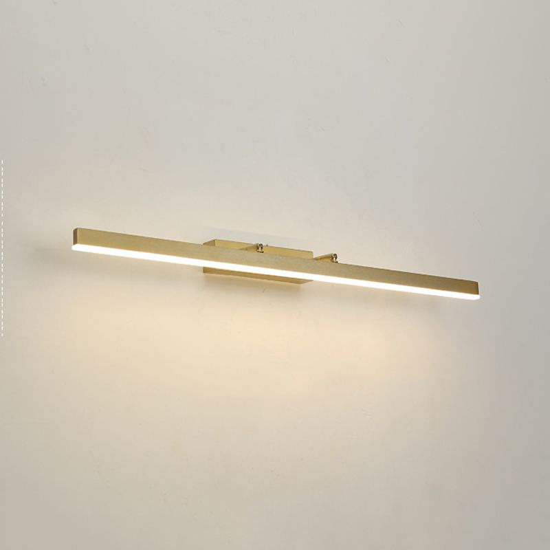 Metal Linear Shape Mirror Wall Light Modern 1-Light Mirror Wall Light Sconces in Gold