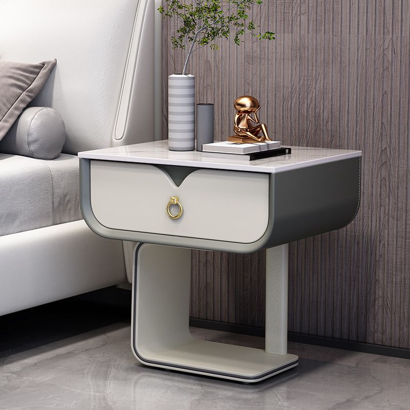 Engineered Wood Bed Nightstand Modern Night Table with Drawer