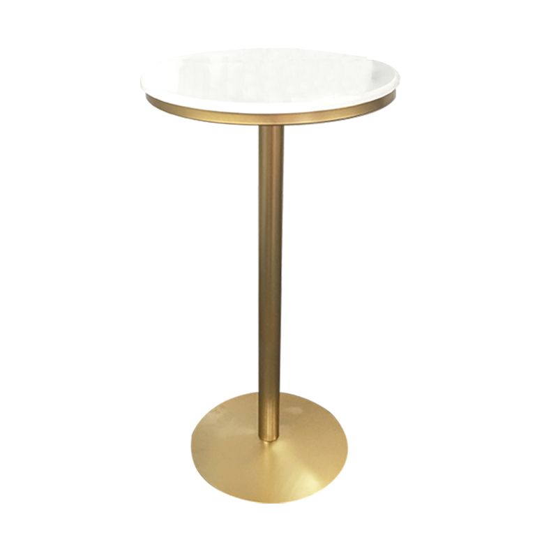 White Glam Style Ropund Table in Iron and Wood Table Milk Tea Shop Bar Table