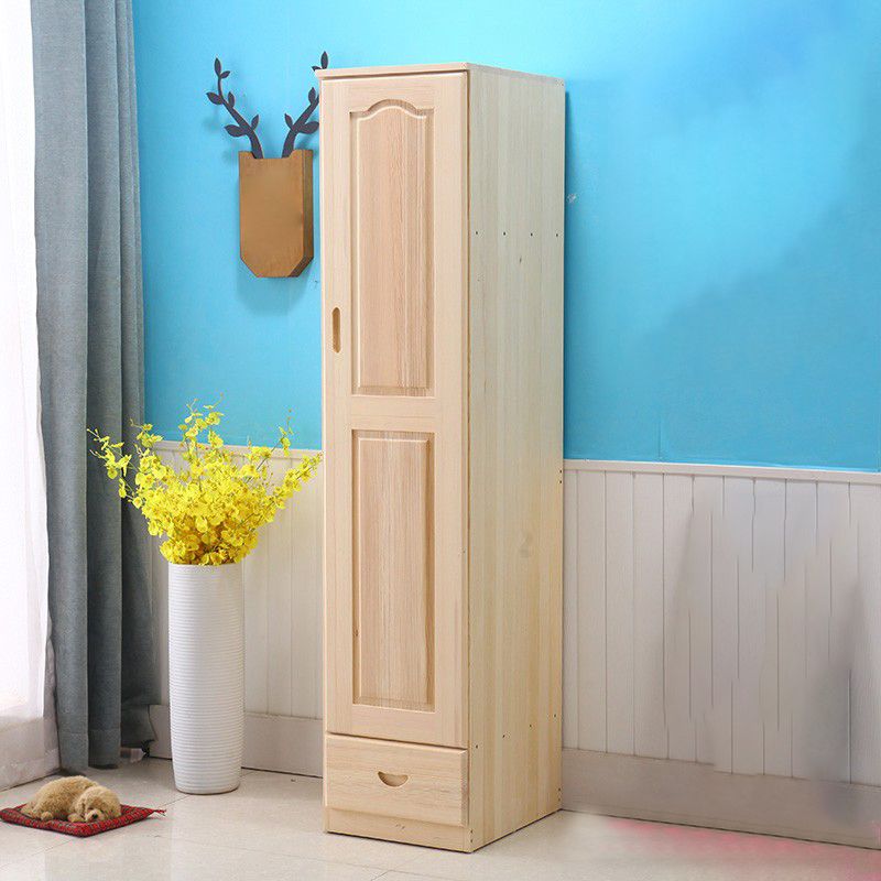 Modern Natural Coat Locker Wooden Glossy Closet with Garment Rod