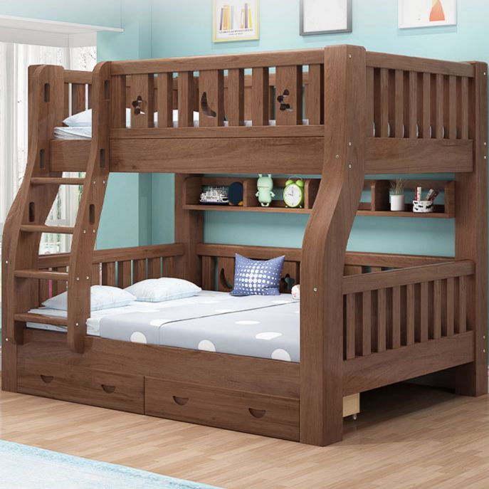 Mid-Century Modern Storage Bunk Bed Solid Wood Gender Neutral Kids Bed