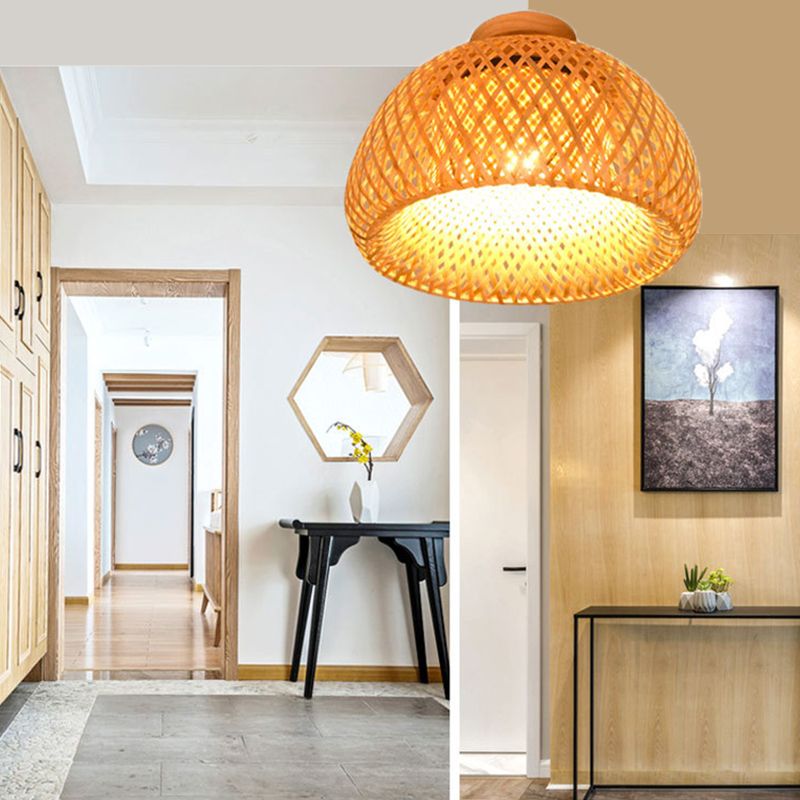 Bamboo Asie Semi Flush Mount Plafond Discussion 1 Light Semi Flush Flush Mount Éclairage pour la salle et le foyer