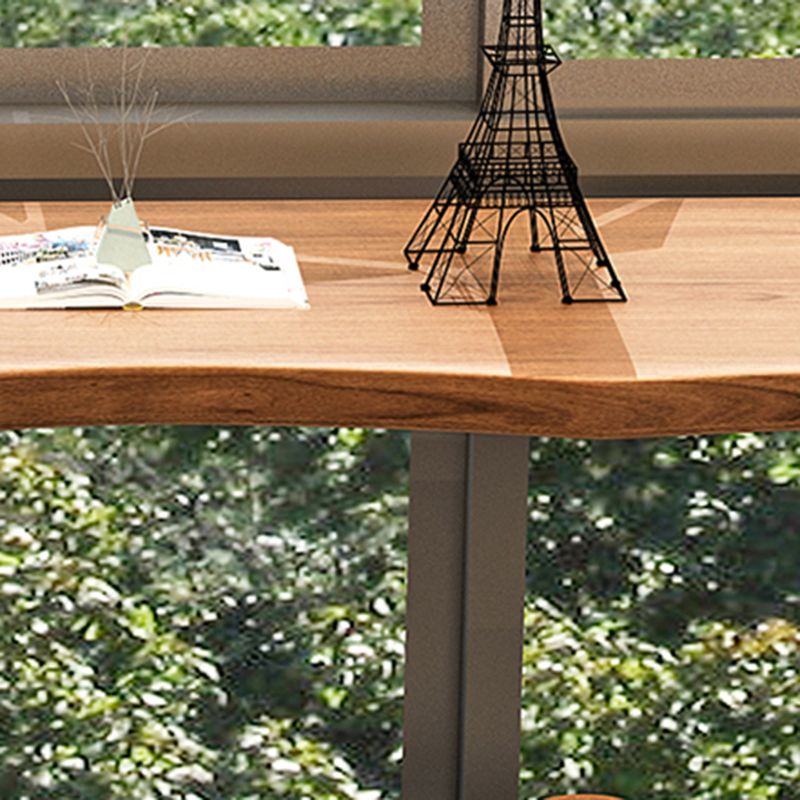 Contemporary Solid Wood Top Oval Trestle Bar Dining Table for Living Room