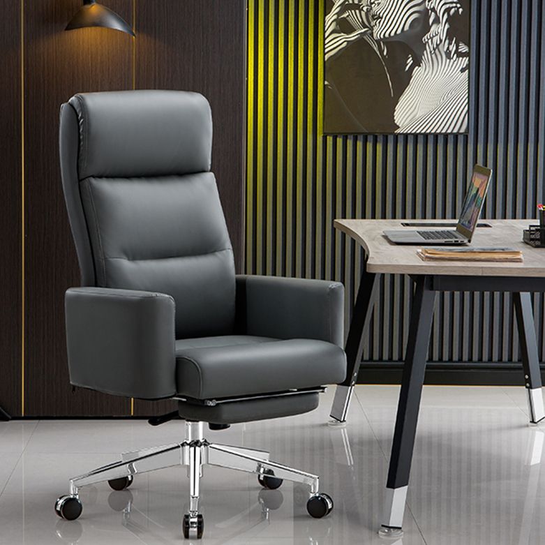 Modern High Back Executive Chair Fixed Padded Arms Managers Chair