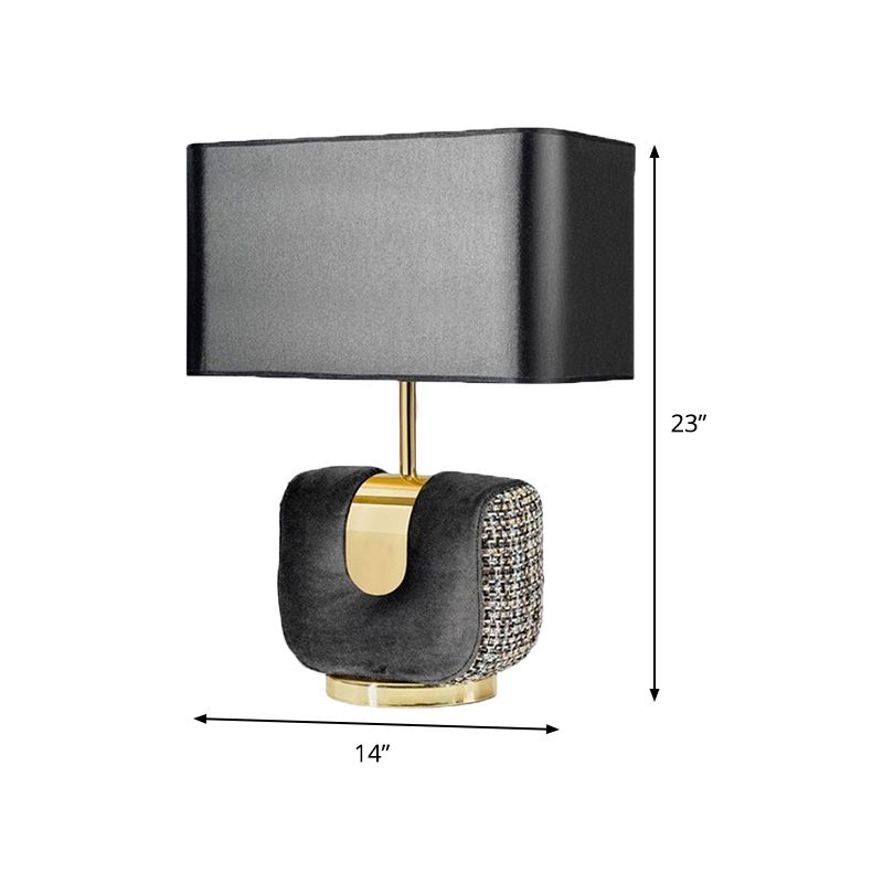 Rectangular Table Light Modern Fabric 14"/16" Wide 1 Head Black Small Desk Lamp for Bedside