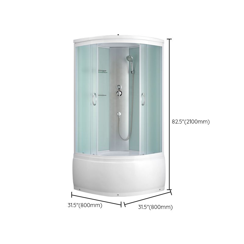 Framed Rounded Shower Stall with Shower Base Tempered Glass Shower Stall