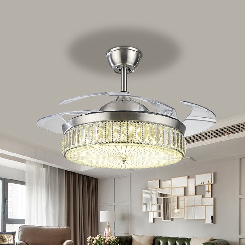 Éclairage de ventilateur de pendentif rond minimaliste Crystal salon LED LED PLACIER DE PLADIER METTRE-FLUSH avec télécommande