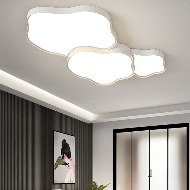 LED White Metal Modern Flush Mount Cloud Shape Ceiling Lamp with Acrylic Shade for Bedroom