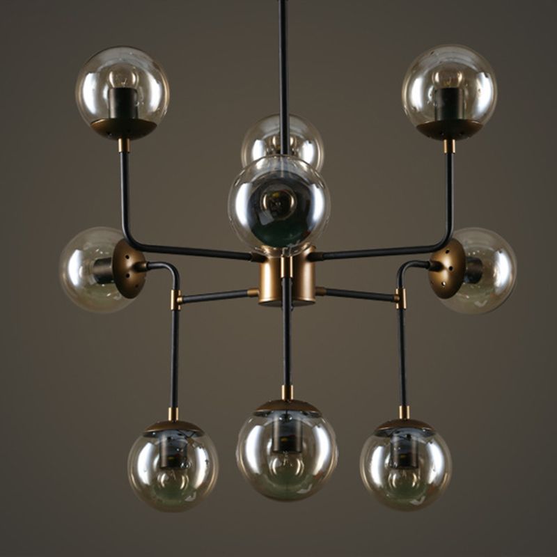 Industrial Round Glass Chandelier Pendant Light for Sitting Room Living Room