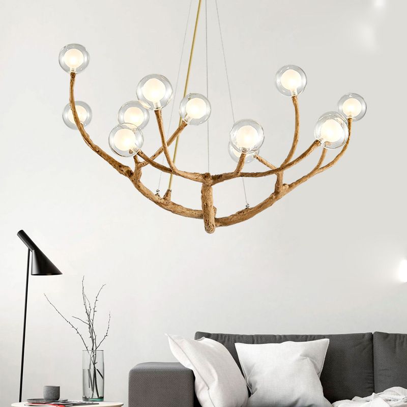 Contemporary Creative Branch Chandelier Pendant Light Clear Glass Ceiling Lights Fixture for Coffee Shop