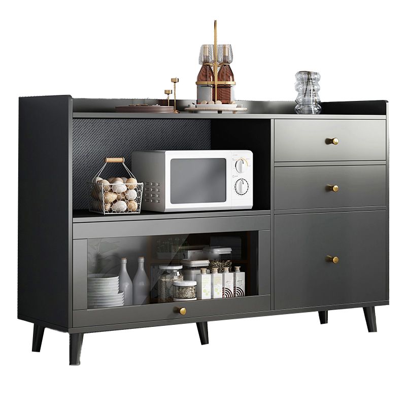 Modern Style Dining Server Engineered Wood Open Storage Included Server with 3 Drawers