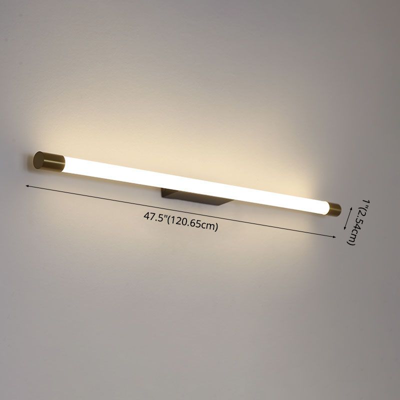 Gold Acrylic Contemporary Wall Sconce 1-Light Linear Wall Mounted Lighting for Bathroom