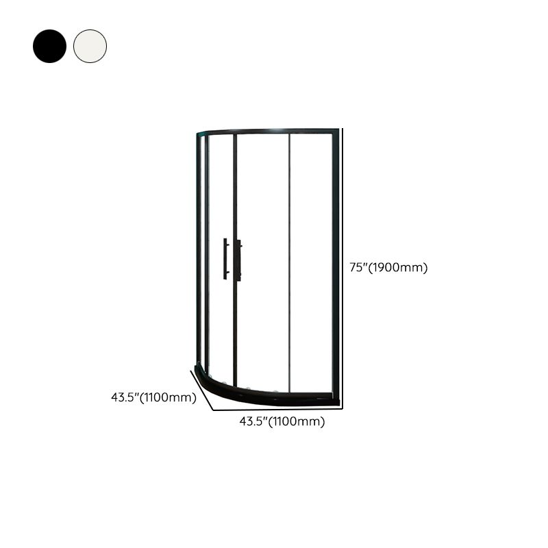 Silver and Black Shower Enclosure Clear Tempered Glass Shower Stall