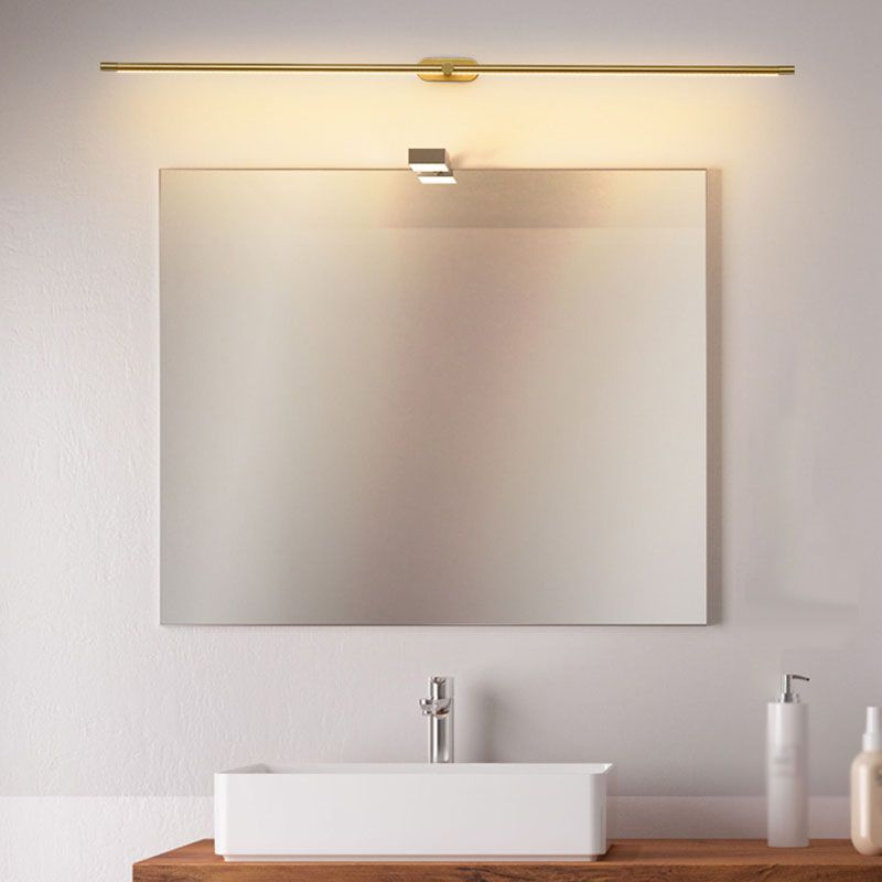 Metal Linear Shape Wall Light Modern 1-Light Mirror Wall Mounted Light Fixture