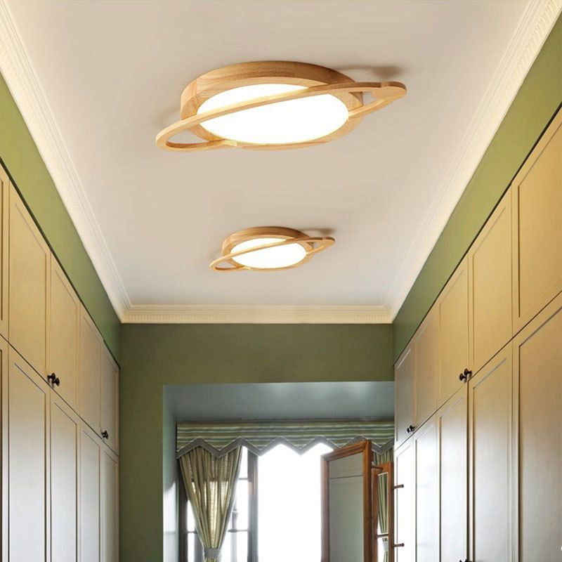 Minimalism Flush Mount Wooden Ceiling Light Fixture for Bedroom