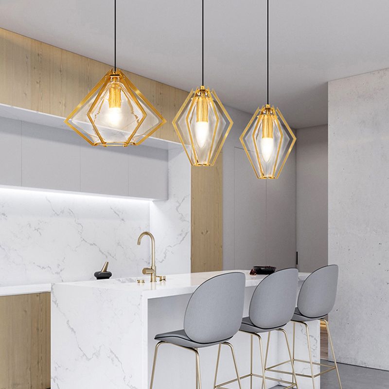 Geometry Shape Glass Hanging Ceiling Light Modern Style 1 Light Pendant Light