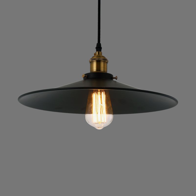 Metal Shaded Pendant Light Fixture Industrial Restaurant Ceiling Pendant Light in Black