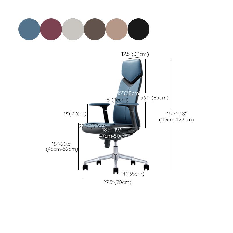 Fixed Arms Leather Office Chair Modern Adjustable Seat Height Swivel Chair with Wheels