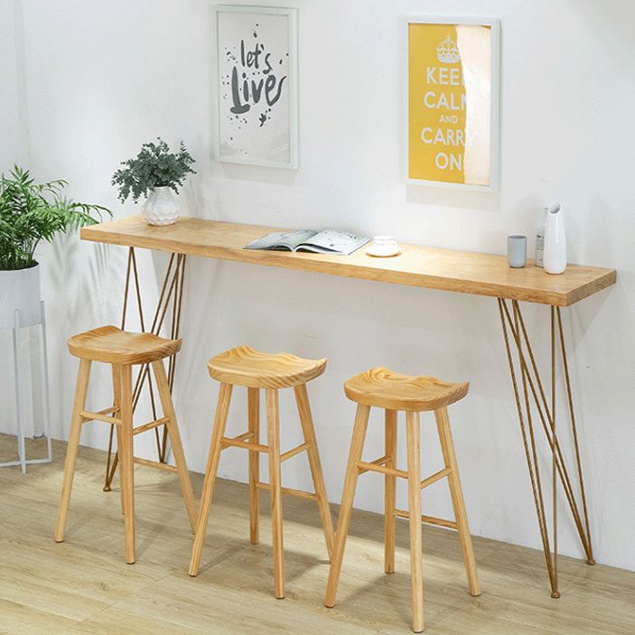 Rectangle Bar Dining Table Contemporary Bar Table with Double Pedestal Base