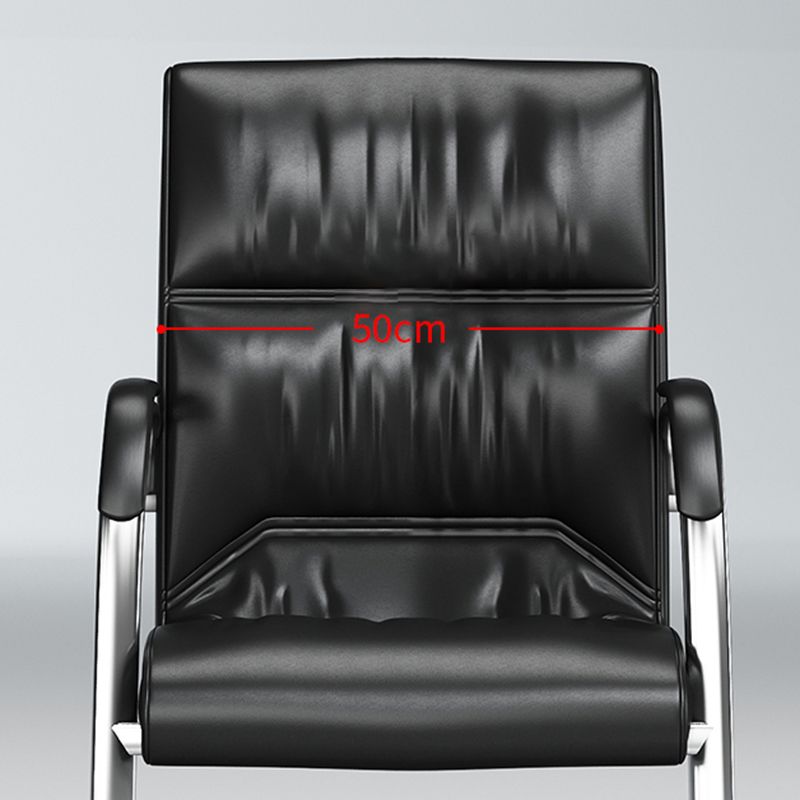 Modern Fixed Arms Office Chair Black Leather Management Office Chair