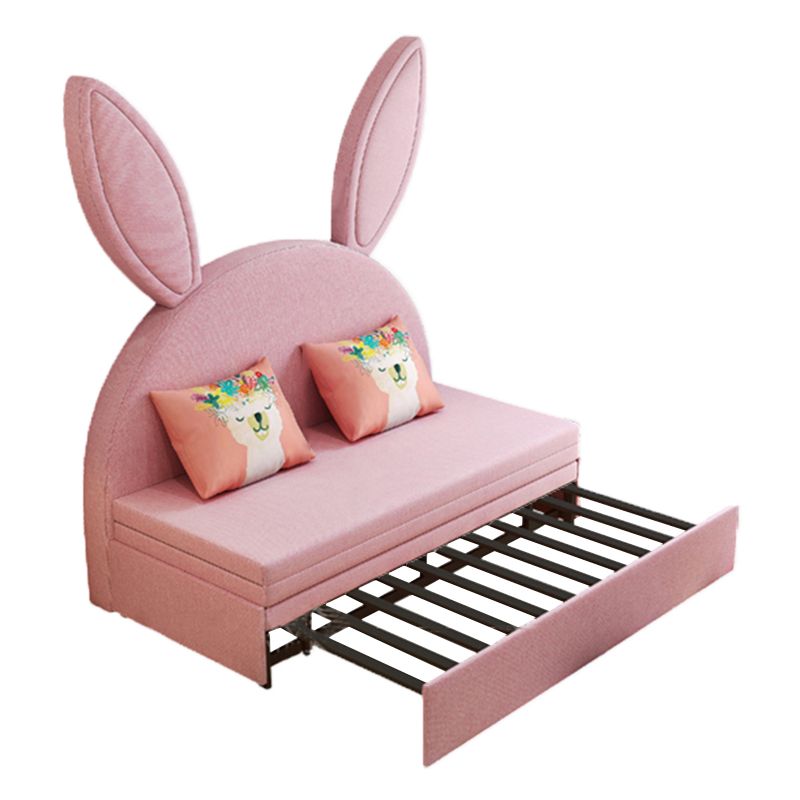 Modern Pink Rabbit Daybed Upholstered Platform Bed with Mattress