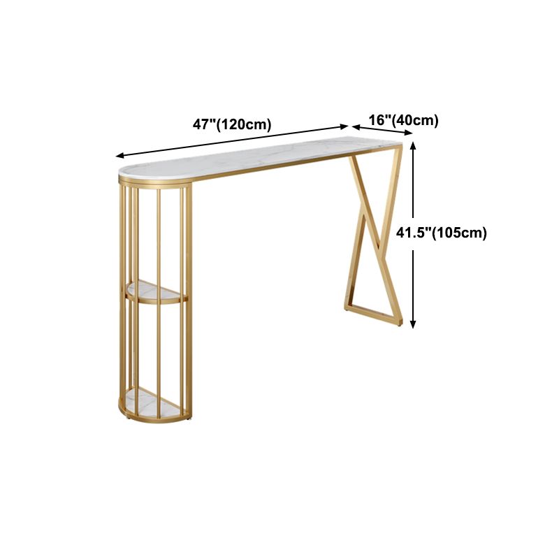 Glam Gold Iron Bar Table Faux Marble White Specialty Top 41.3"H Bistro Table