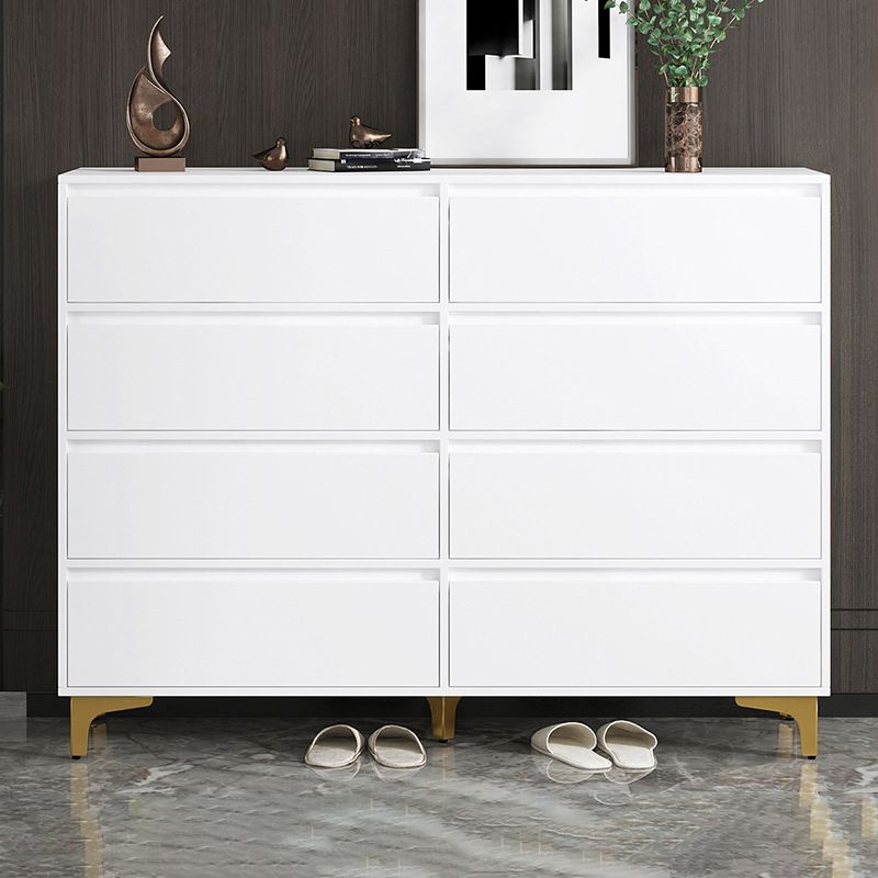 Contemporary Wooden Accent Chest with Metal Straight Legs and Drawers