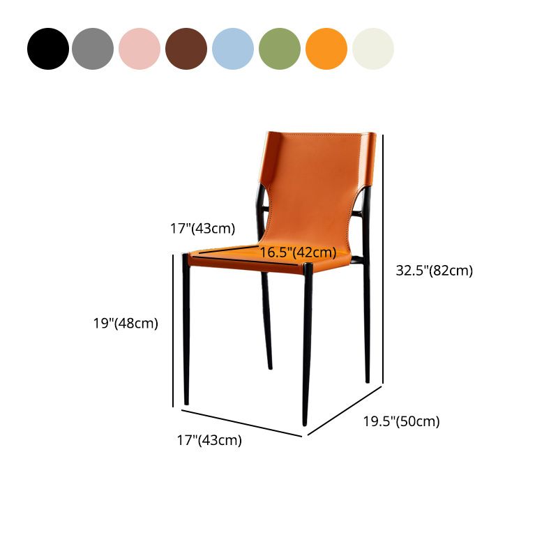 Minimalist Design Leather Dining Side Chair Armless Solid Back Chairs